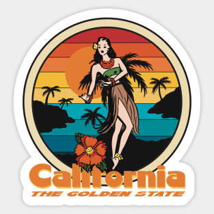California The Golden State - Dancing Woman And Sunset Palms Sticker